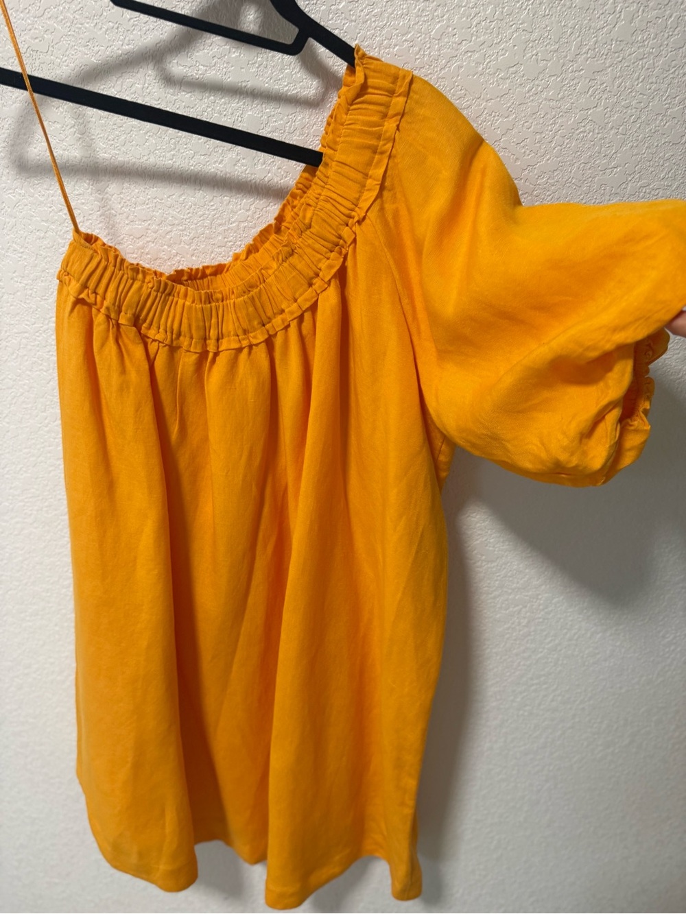 Anthropologie Golden Yellow Off-Shoulder Puff Sleeve Top